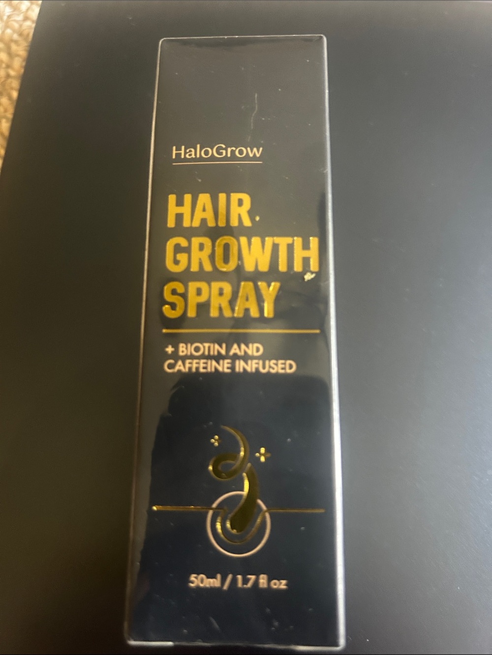 Hair Growth Serum Box - Black with Gold Text